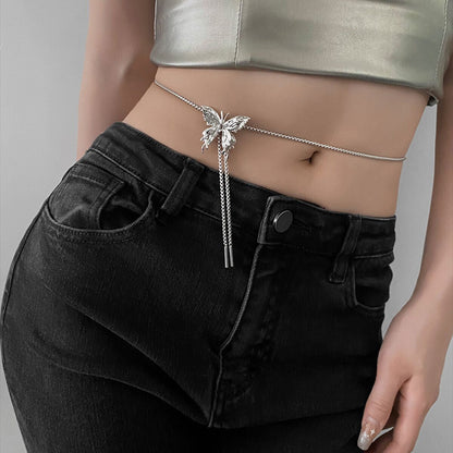 Retractable Metal Liquid Butterfly Multifunctional Neck Chain